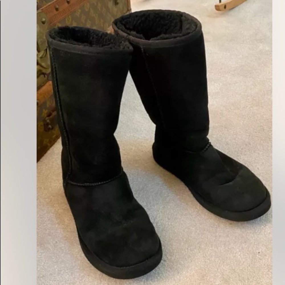 SHEEPSKIN SHEARLING BOOTS FLEECE SUEDE LEATHER 7M